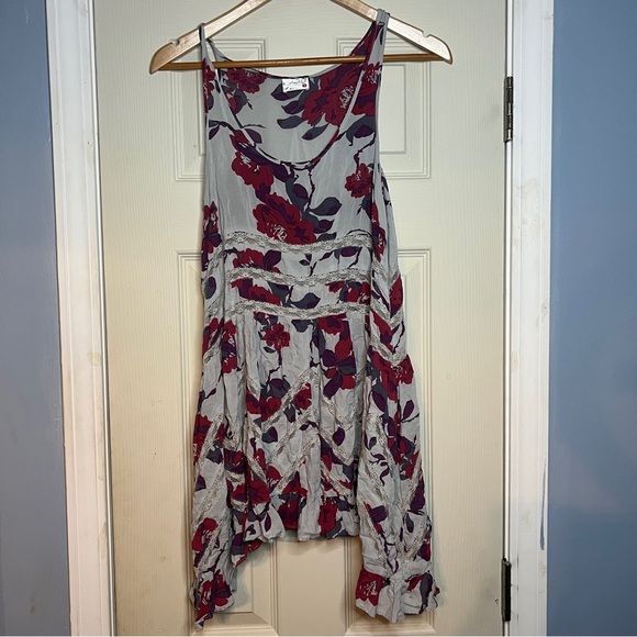Intimately Free People Voile & Lace Trapeze Slip Dress Size XS Gray Floral - Picture 1 of 5